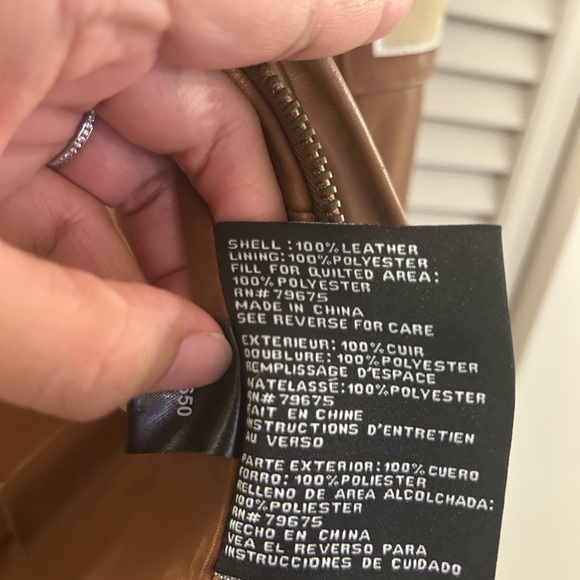 Michael Kors Moto Brown Leather Jacket - M - Picture 4 of 8